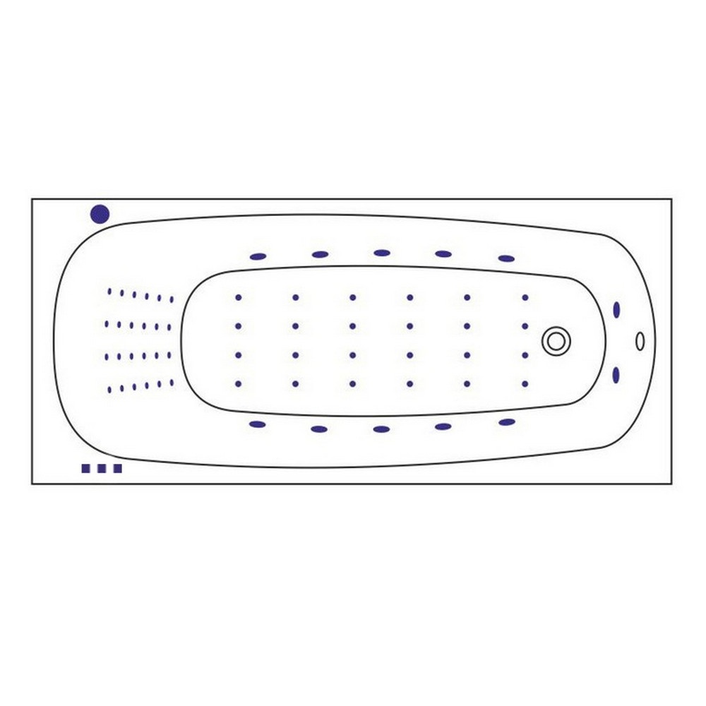Ванна гидромассажная Whitecross Layla Slim NANO 0122.180080.100.NANO.GL 180x80 см, (белый глянцевый, золотой), каркас, слив-перелив